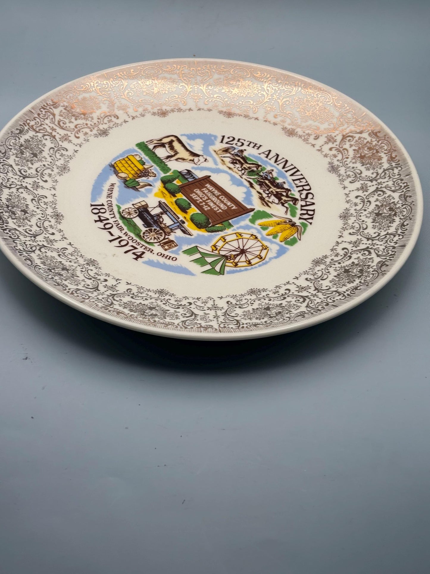 Wayne Country Fair Wooster, OH Plate, 125th Anniversary 1849-1974, Lover Antiques and Vintage