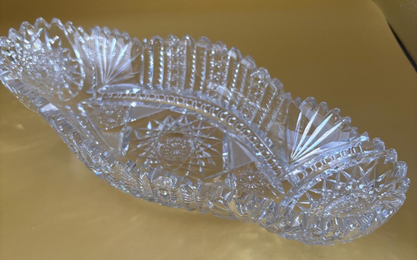 Antique American Brilliant Crystal Cut Serving Dish Nut Tray Lover Antiques and Vintage