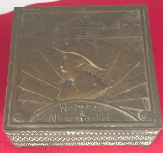 Antique Brass Napoleon Embossed Trinket Box, Poker Chip Container