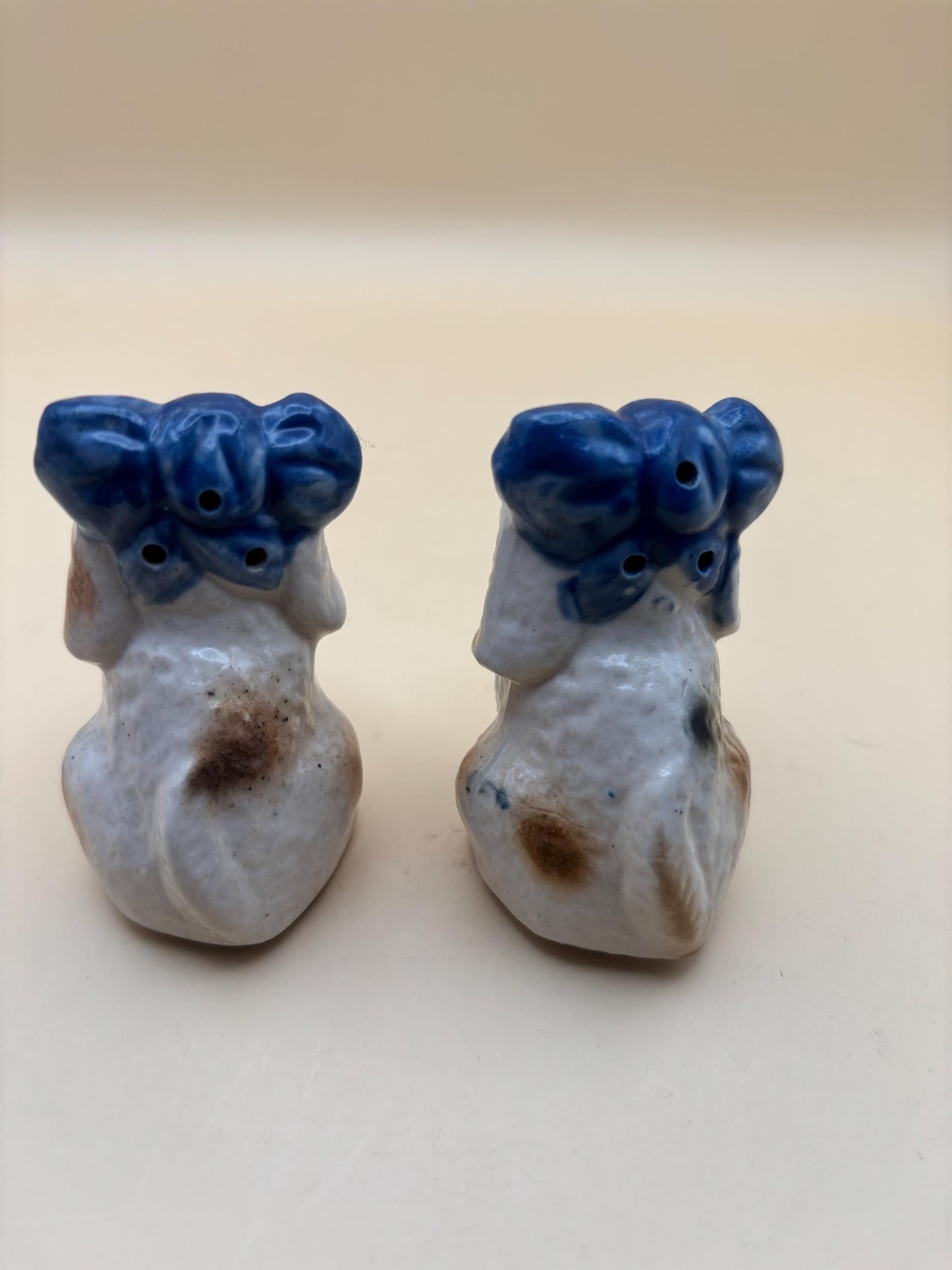 Vintage Dog Salt & Pepper Shakers Toothache Bow Japan Lover Antiques and Vintage