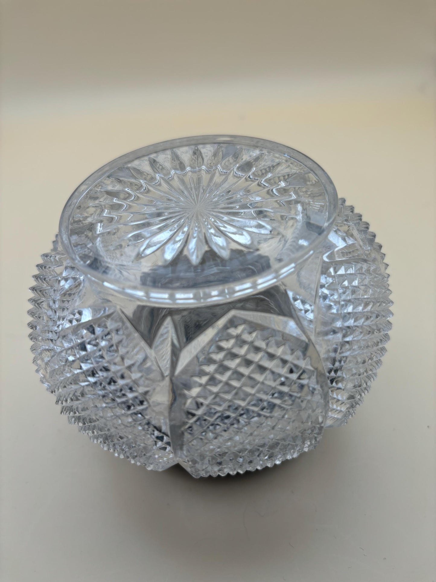 Antique Victorian Cut Crystal Hair Receiver Jar Sterling Silver Lid Lover Antiques and Vintage