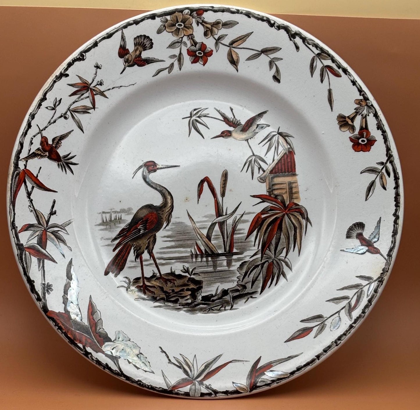 Antique Ridgeway Pottery INDUS Hand Painted Platter Flowers Large Dinner Plate RARE Lover Antiques and Vintage