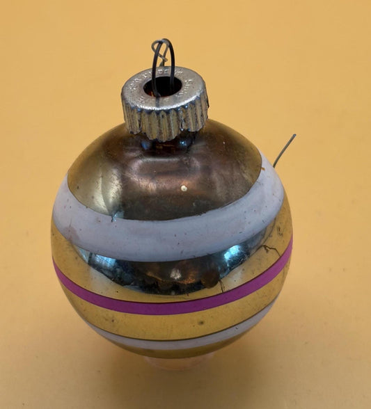 Vintage Shiny Brite Striped Ball Ornament Circle Circa 1940’s Lover Antiques and Vintage