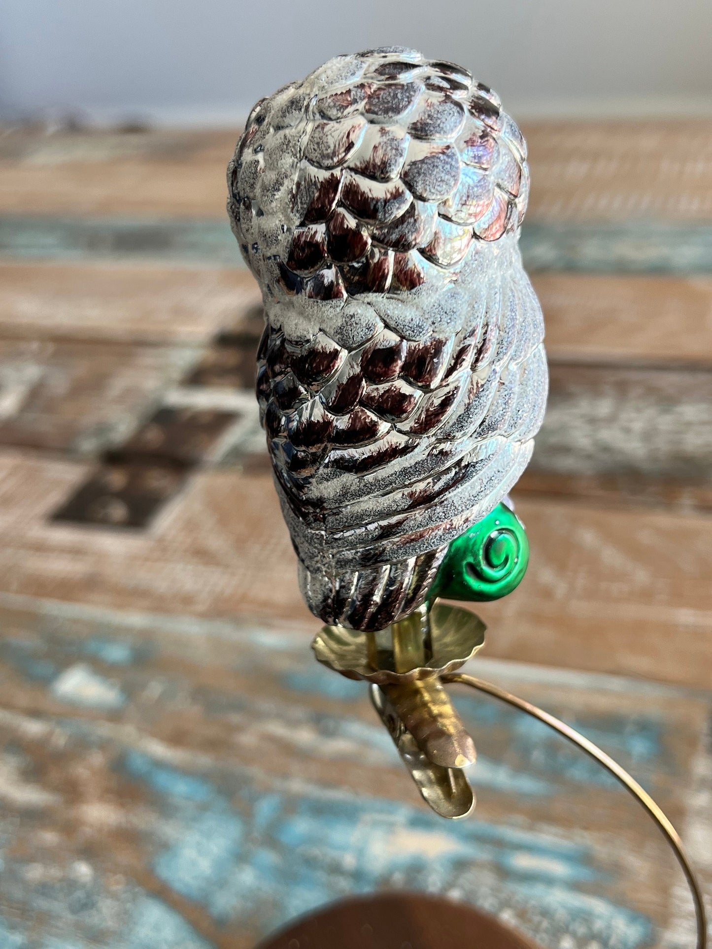 Vintage Owl Ornament, Glass Clip On, Christmas Holiday Retired Ornaments Lover Antiques and Vintage
