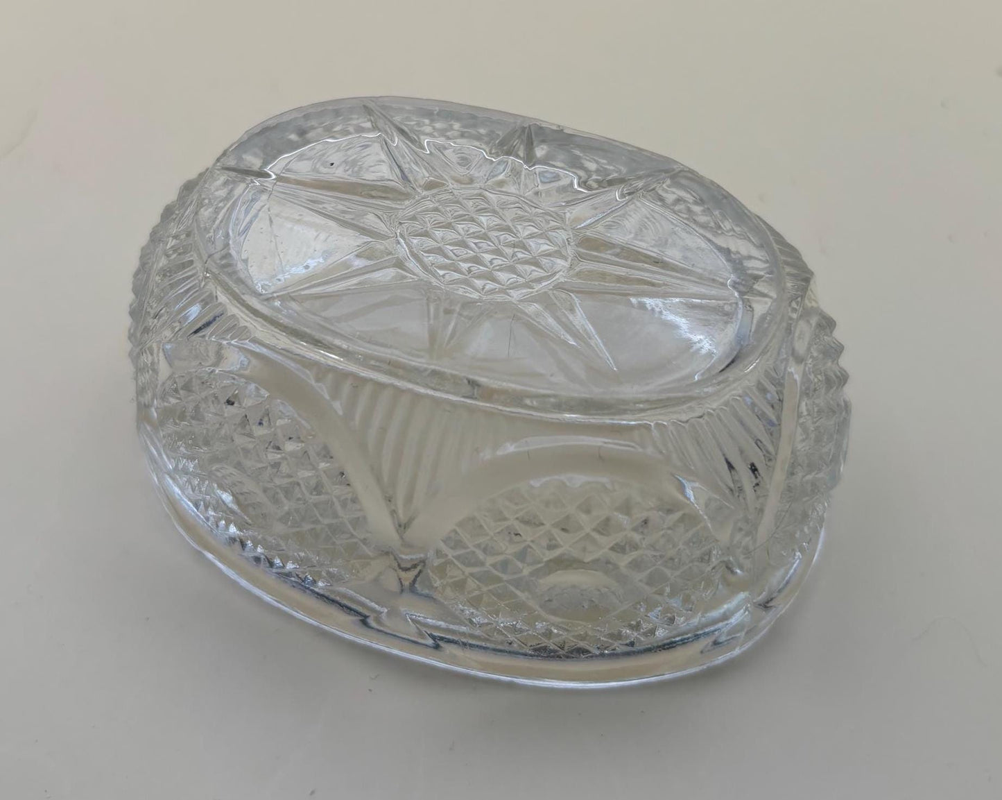 Vintage Small Crystal Bowl with Sunburst Design on Bottom Lover Antiques and Vintage