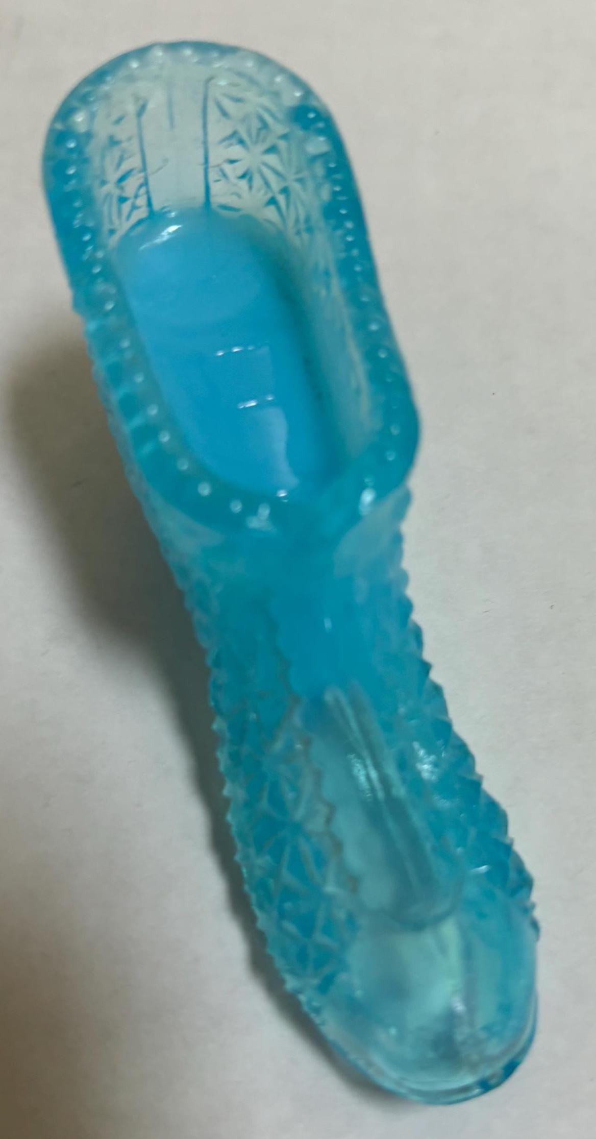 Vintage Blue Shoe Glass Slipper Lover Antiques and Vintage