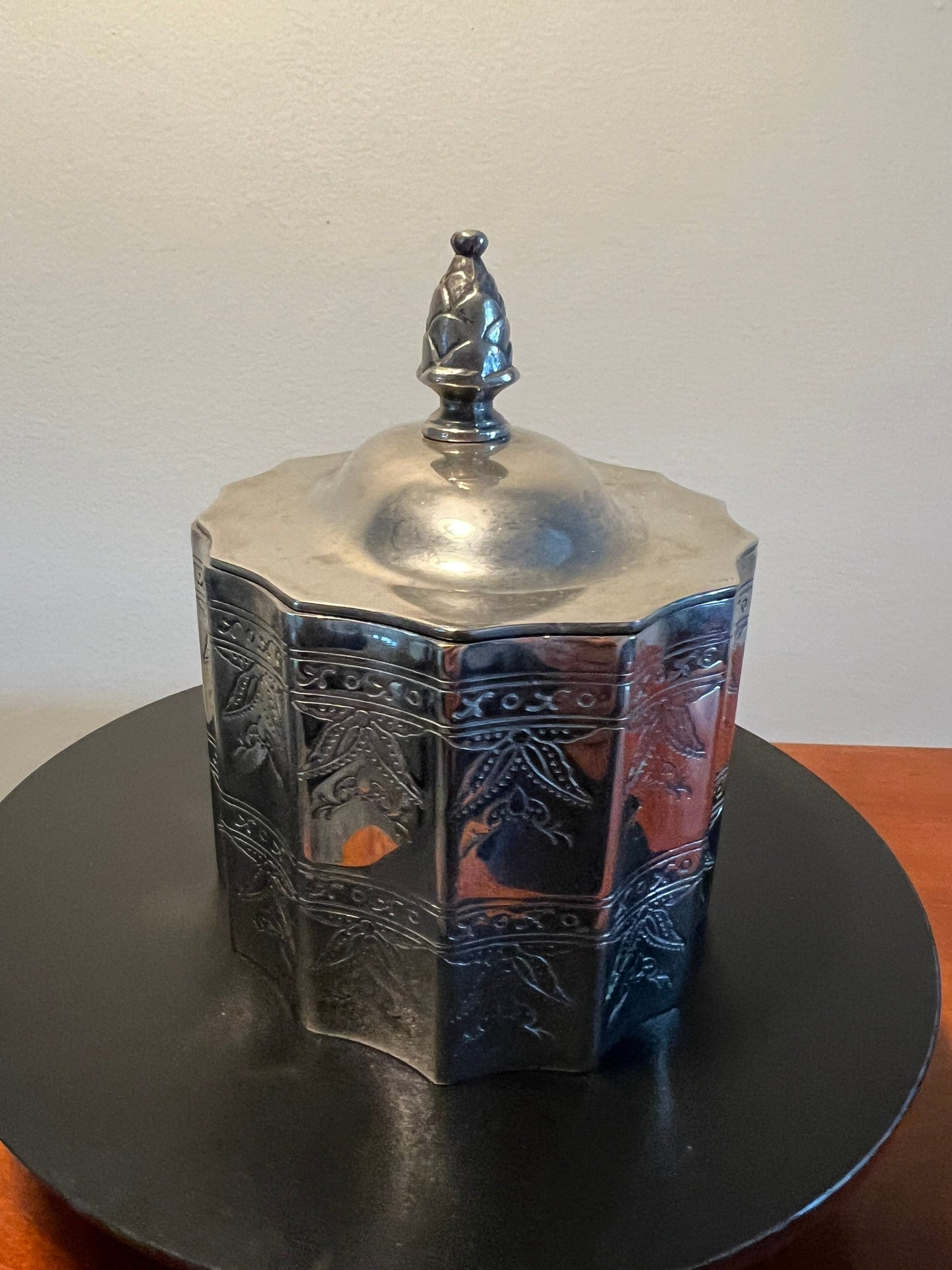 Vintage Godinger Silver Plate Trinket Box, Embossed Oval Jewelry Box