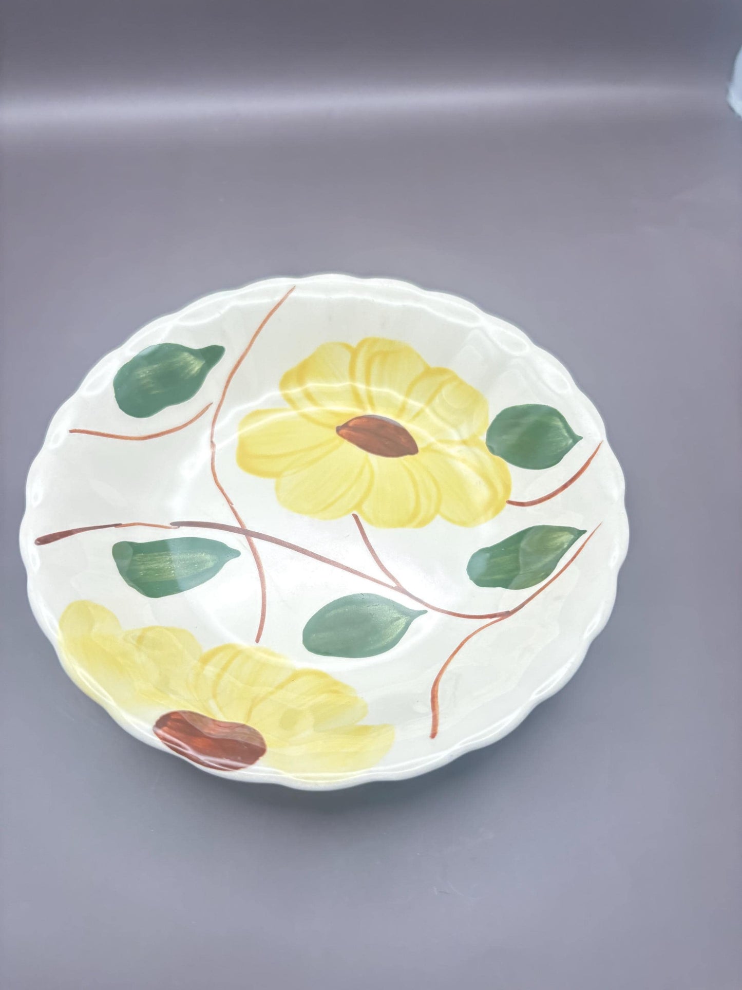 Blue Ridge Southern Potteries Dessert Dish Plate, Ridge Daisy Yellow Flower Design, Lover Antiques and Vintage