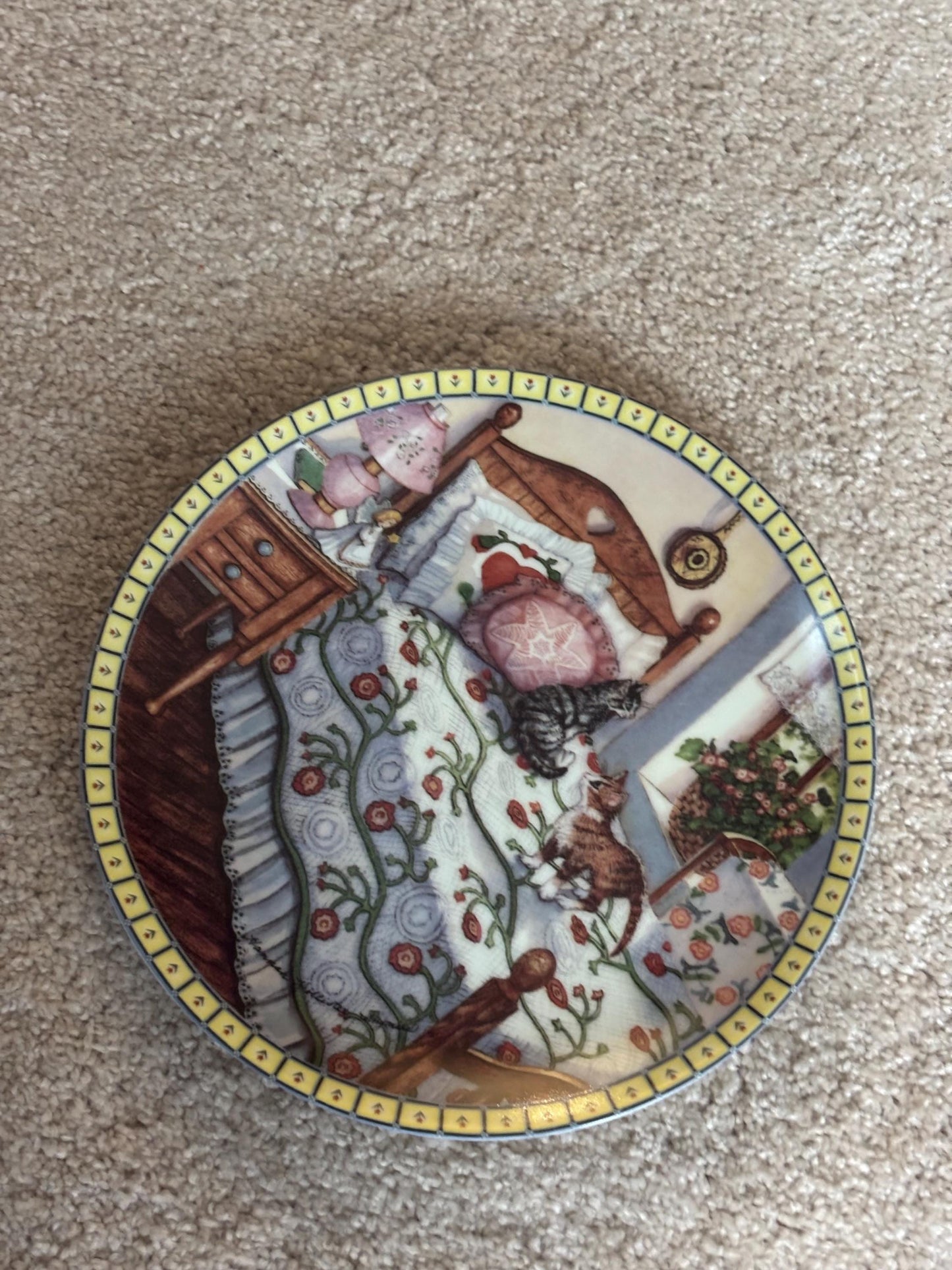 Series Sunny Spot Cat Plate, Lazy Morning, Edwin K. Knowles China Company, First Issue Limited Edition, Lover Antiques Vintage