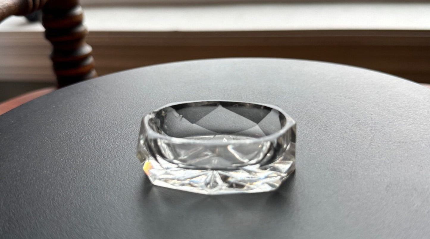 Vintage Clear Cut Glass Oval Dish: Crystal Toothpick Holder