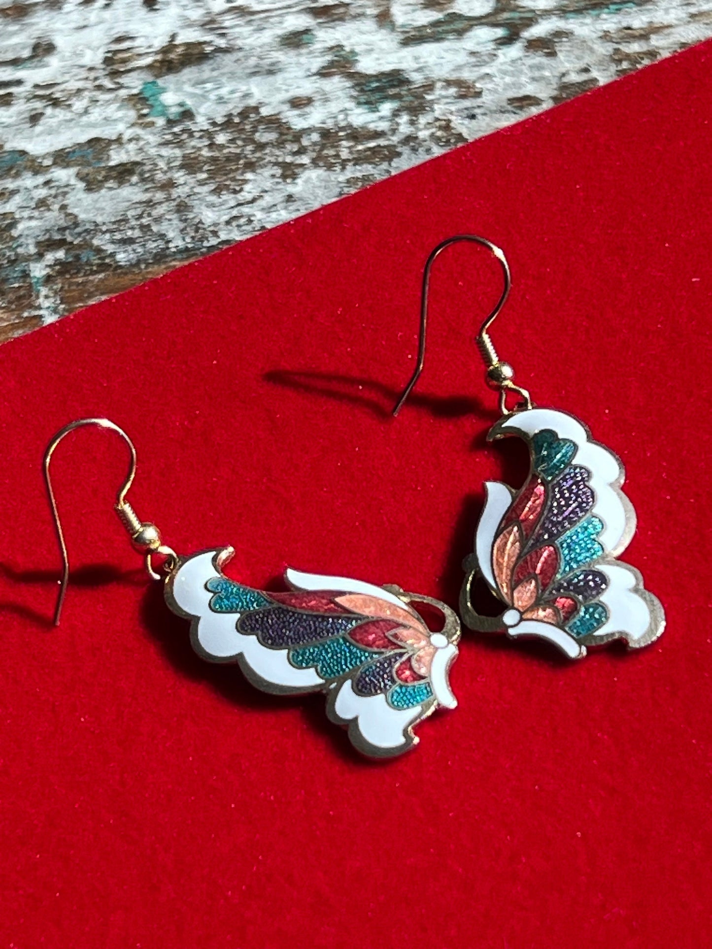 Vintage Enameled Butterfly Earrings: Gold Twist Jewelry