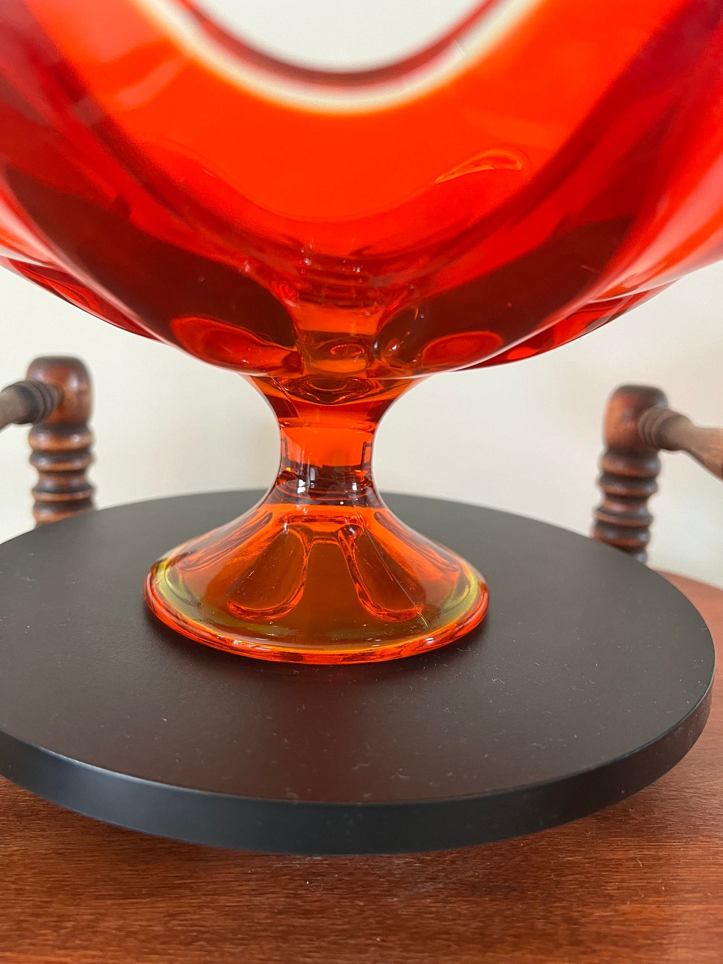 Vintage Viking Persimmon 6 Petal Compote Vase Bowl Pedestal Dish Amberina Glass Footed Vase Lover Antiques and Vintage