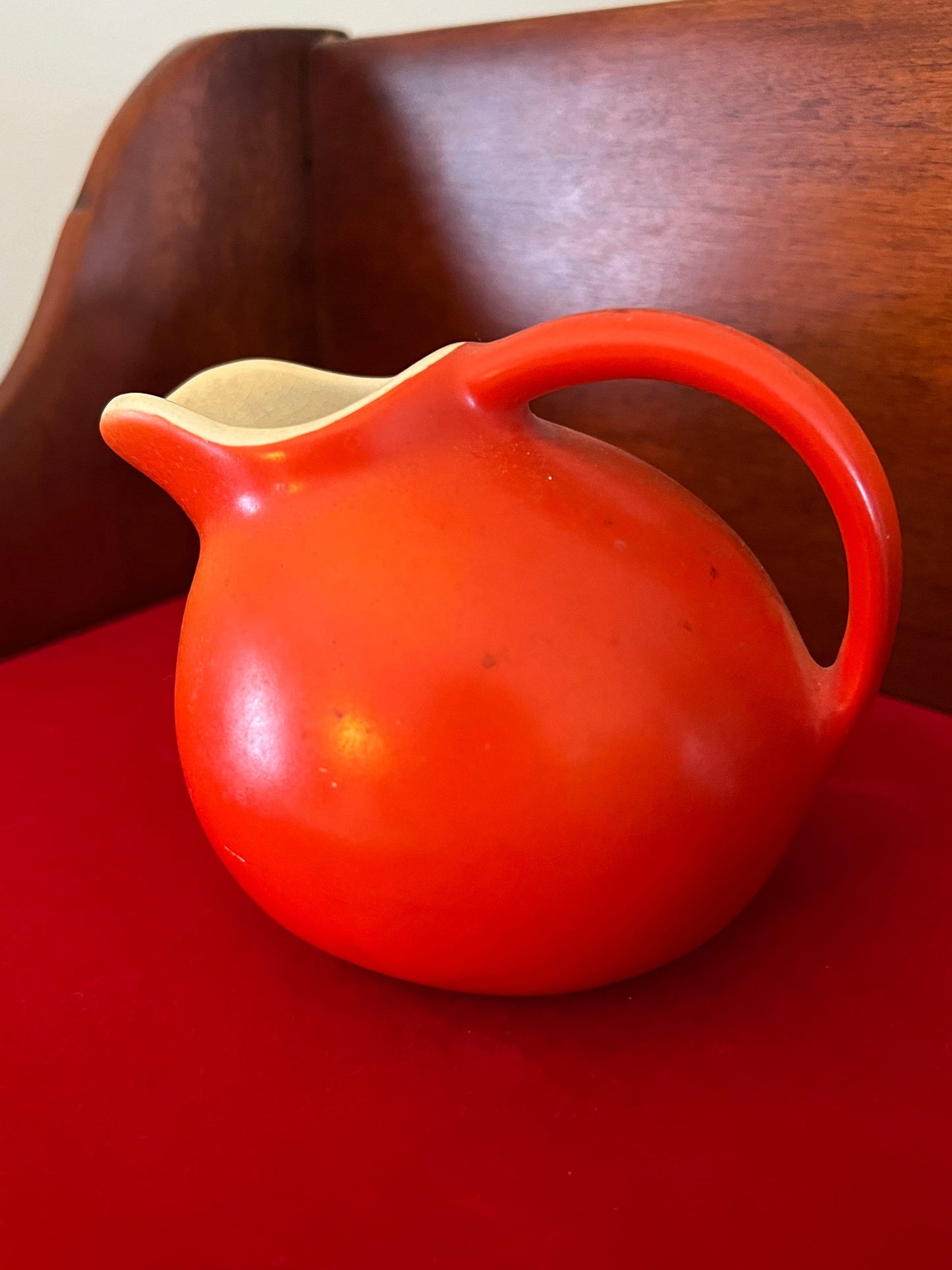 Vintage Cameron Clay Miniature Orange Pitcher - 5"