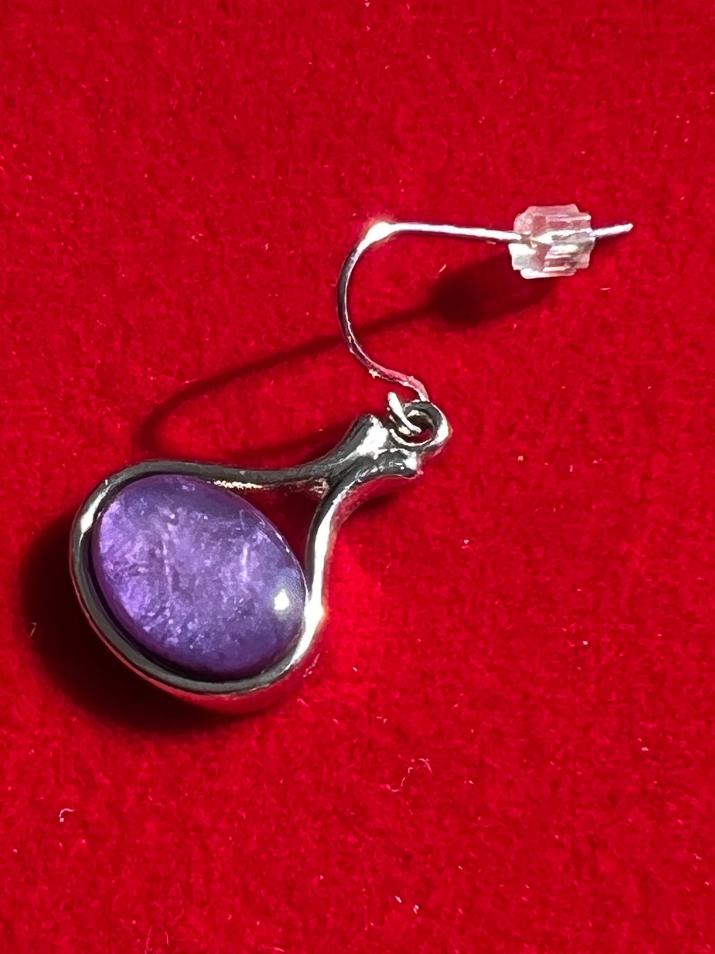 Vintage Purple Teardrop Earrings: Silver Tone Jewelry