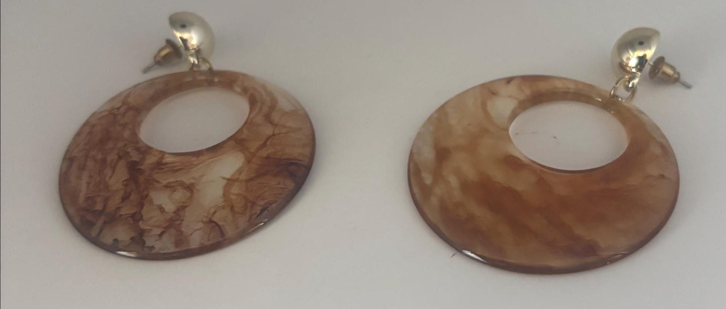 Brown Swirl Lucite Drop Earrings, Tortoiseshell Jewelry Gift, Lover Antiques and Vintage