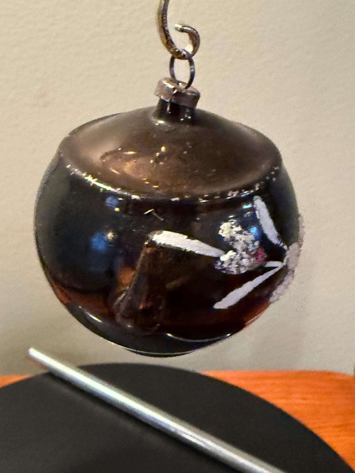 Vintage Dark Berry Tea Pot Ornament Hand Blown Hand Painted Flower Design on Maroon Teapot Ornament Lover Antiques and Vintage