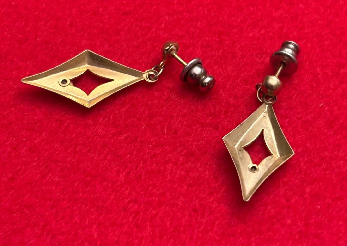 Vintage Diamond Shaped Gold Earrings, Lover Antiques and Vintage