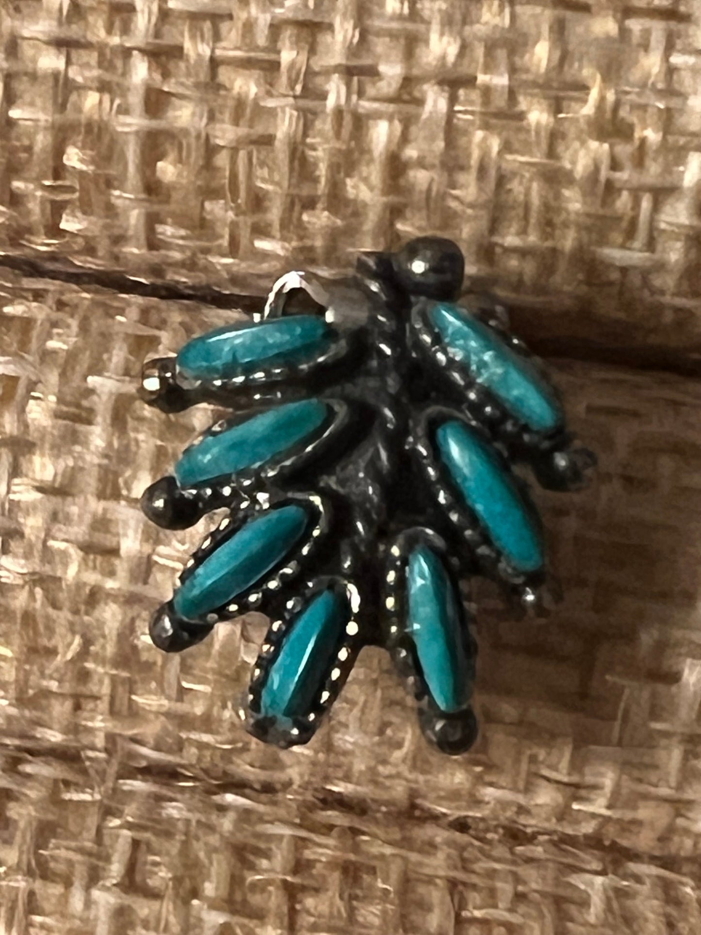 Vintage Sancrest Zuni Style Turquoise Petit Point Earrings