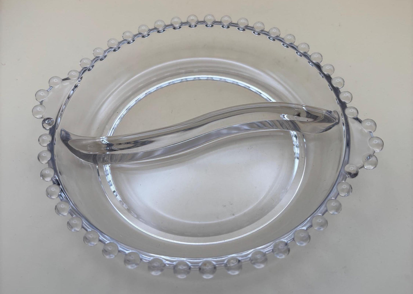 Antique Candlewick Beaded Divided 2 Part Relish Glass Bowl Divided Glass Dish Lover Antiques and Vintage