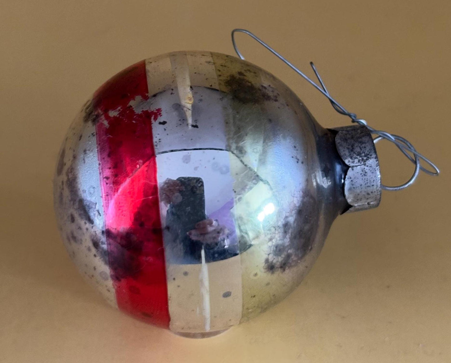 Shiny Brite Striped Ball Ornament Circle Circa 1940’s Lover Antiques and Vintage
