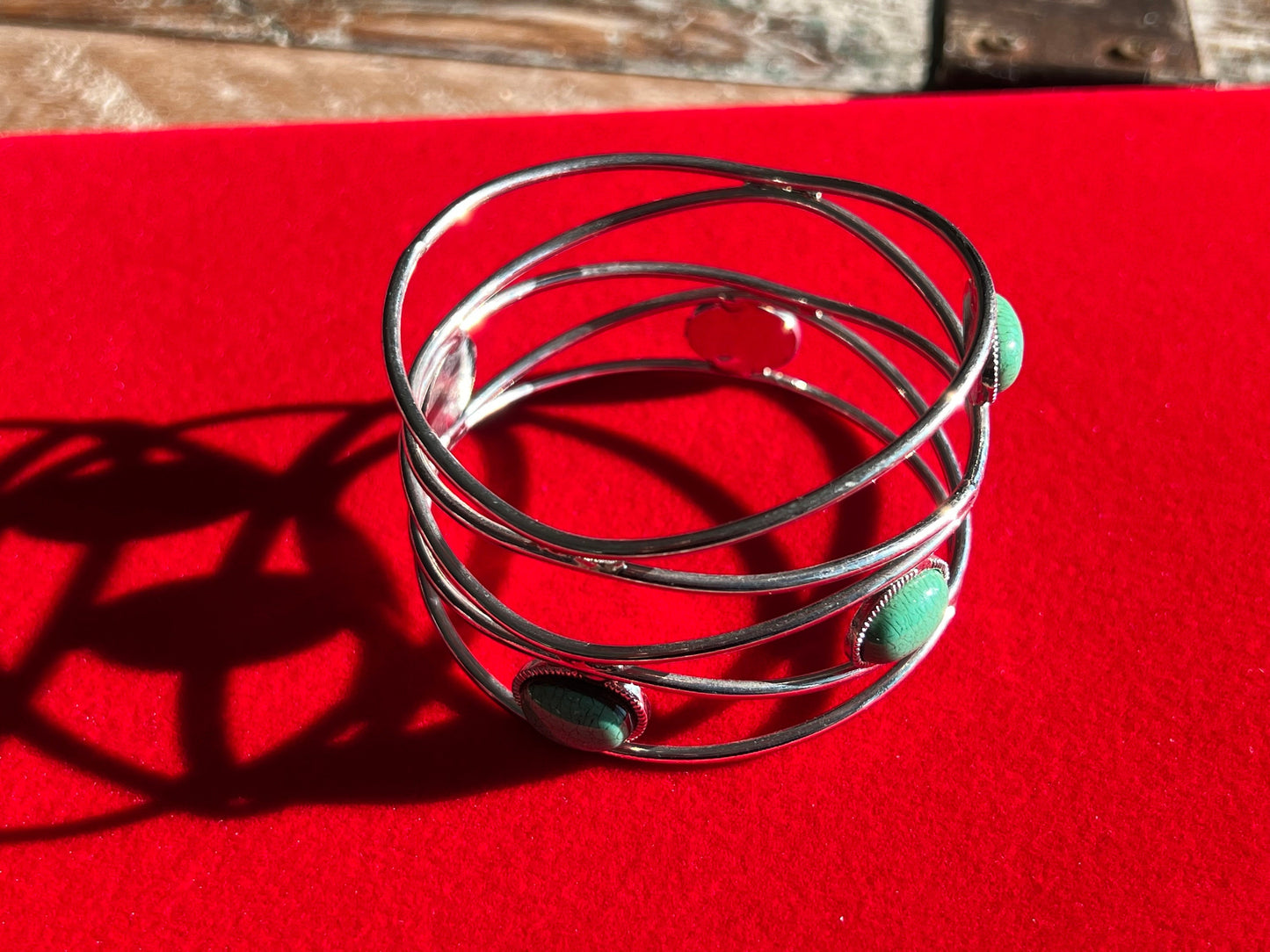 Vintage Silver and Turquoise Style Cuff Bracelet, Arm Bracelet,