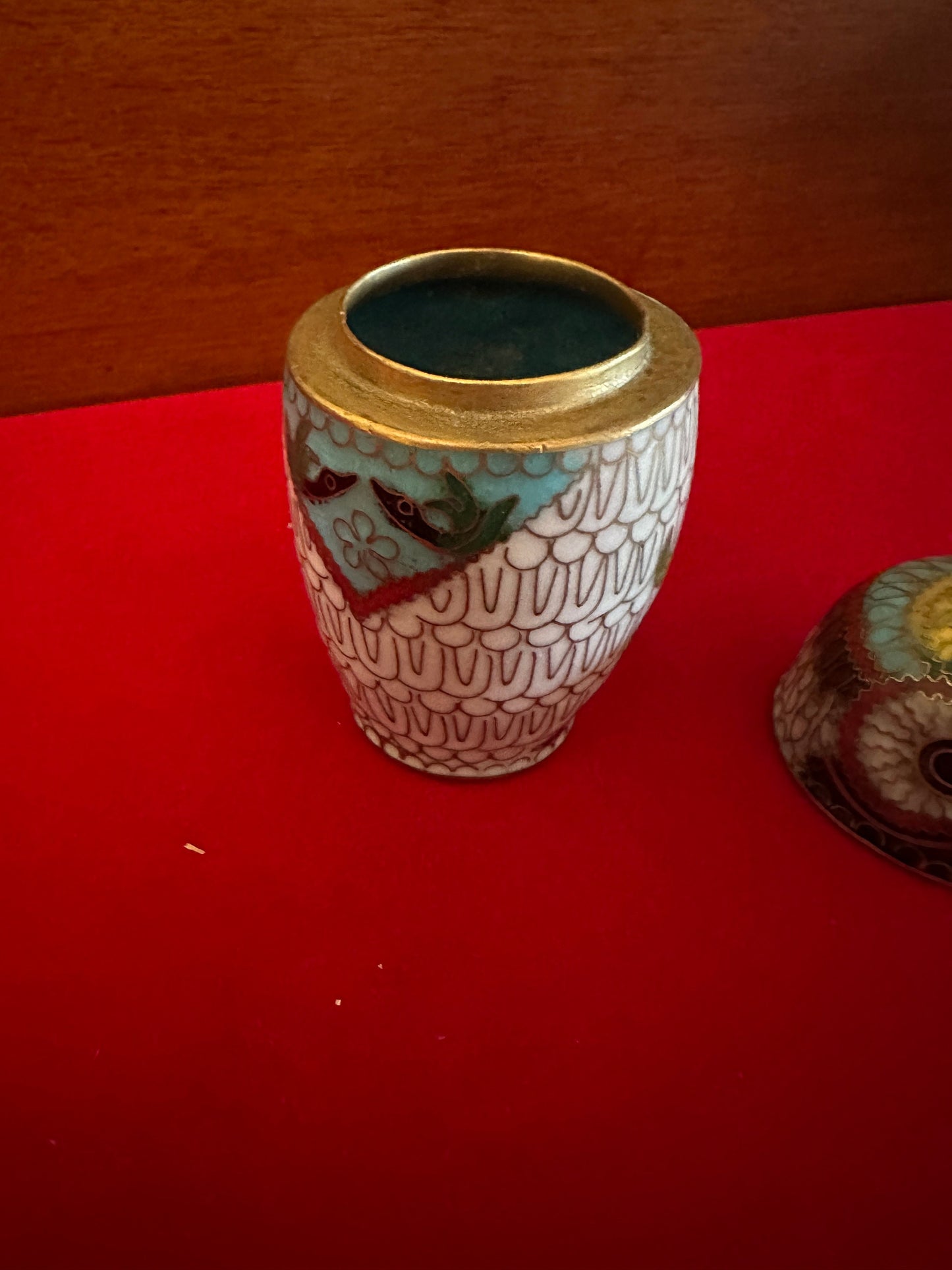 Vintage Cloisonné Enamel Owl Trinket Box with Brass Base