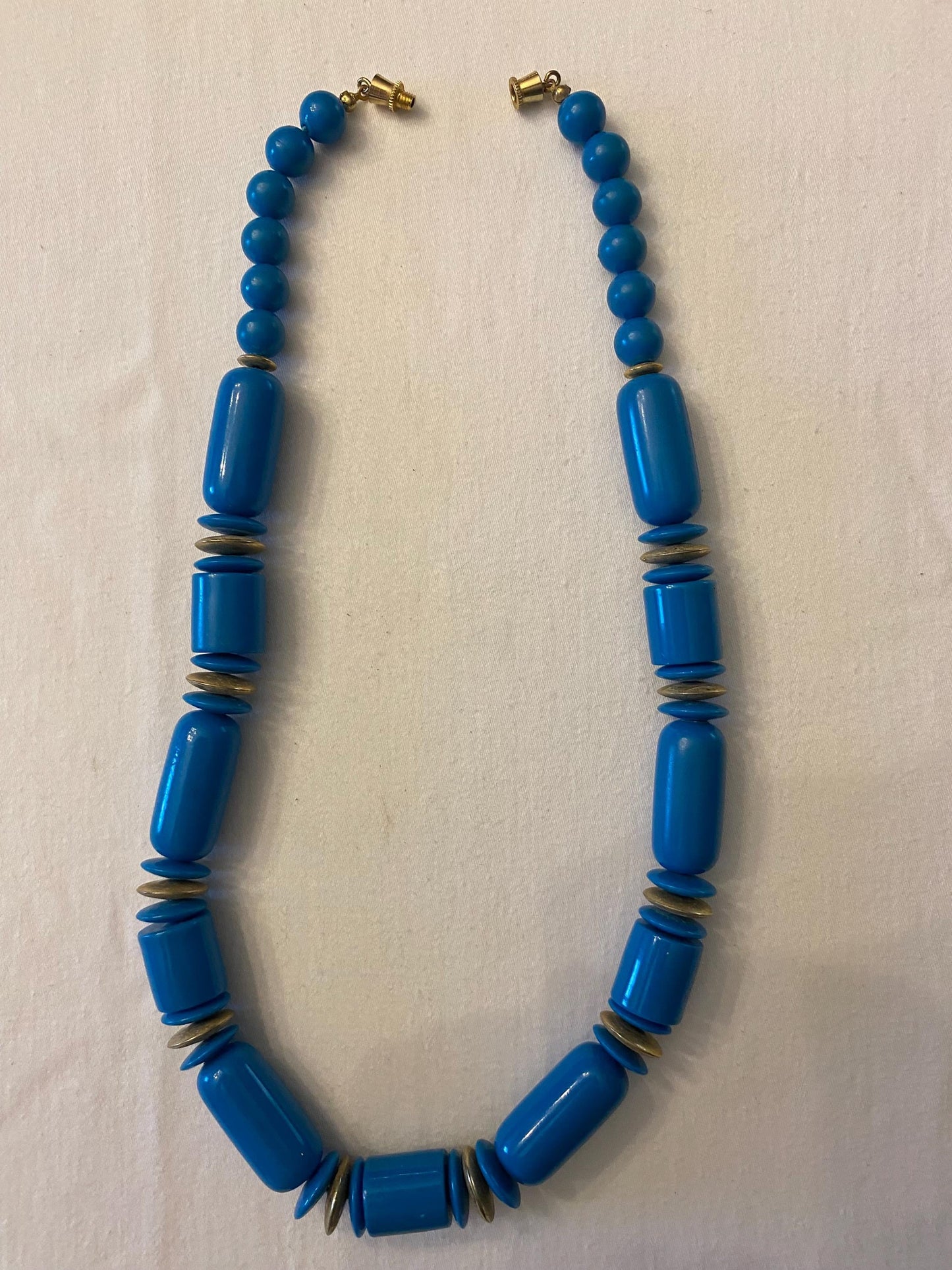 Vintage Electric Blue Necklace Geometric Style Jewelry Unique Gift Opportunity Lover Antiques and Vintage