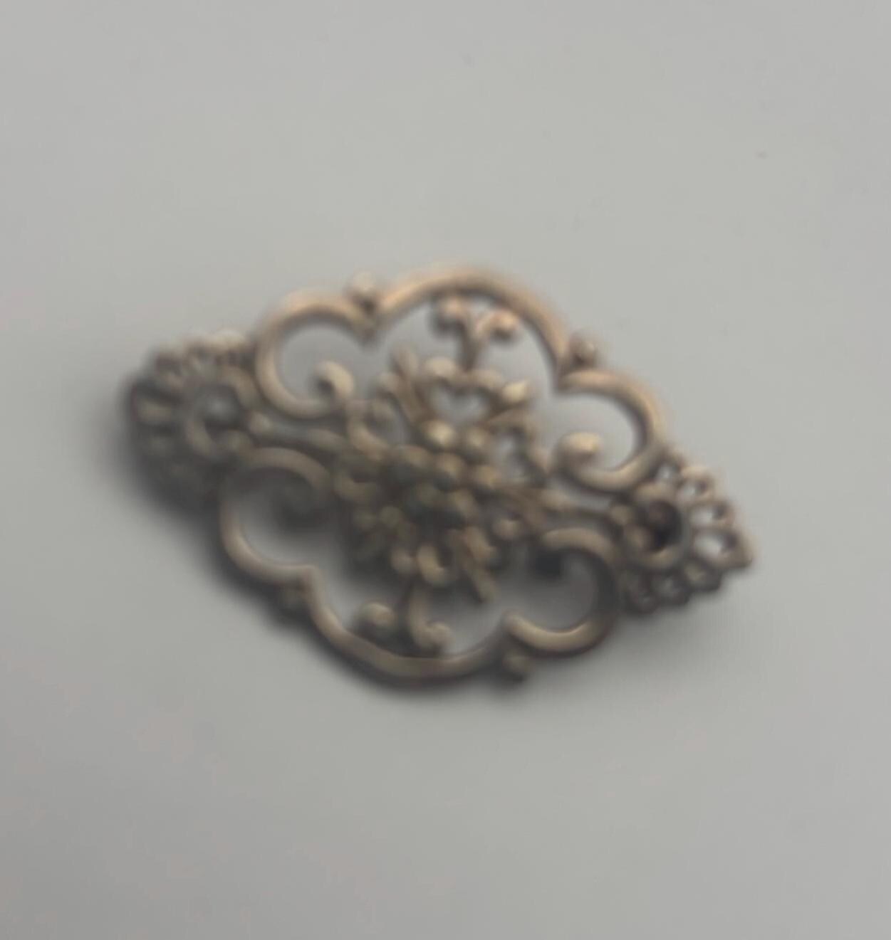 Vintage Sterling Silver Open Work Floral Pin Brooch Lover Antiques and Vintage