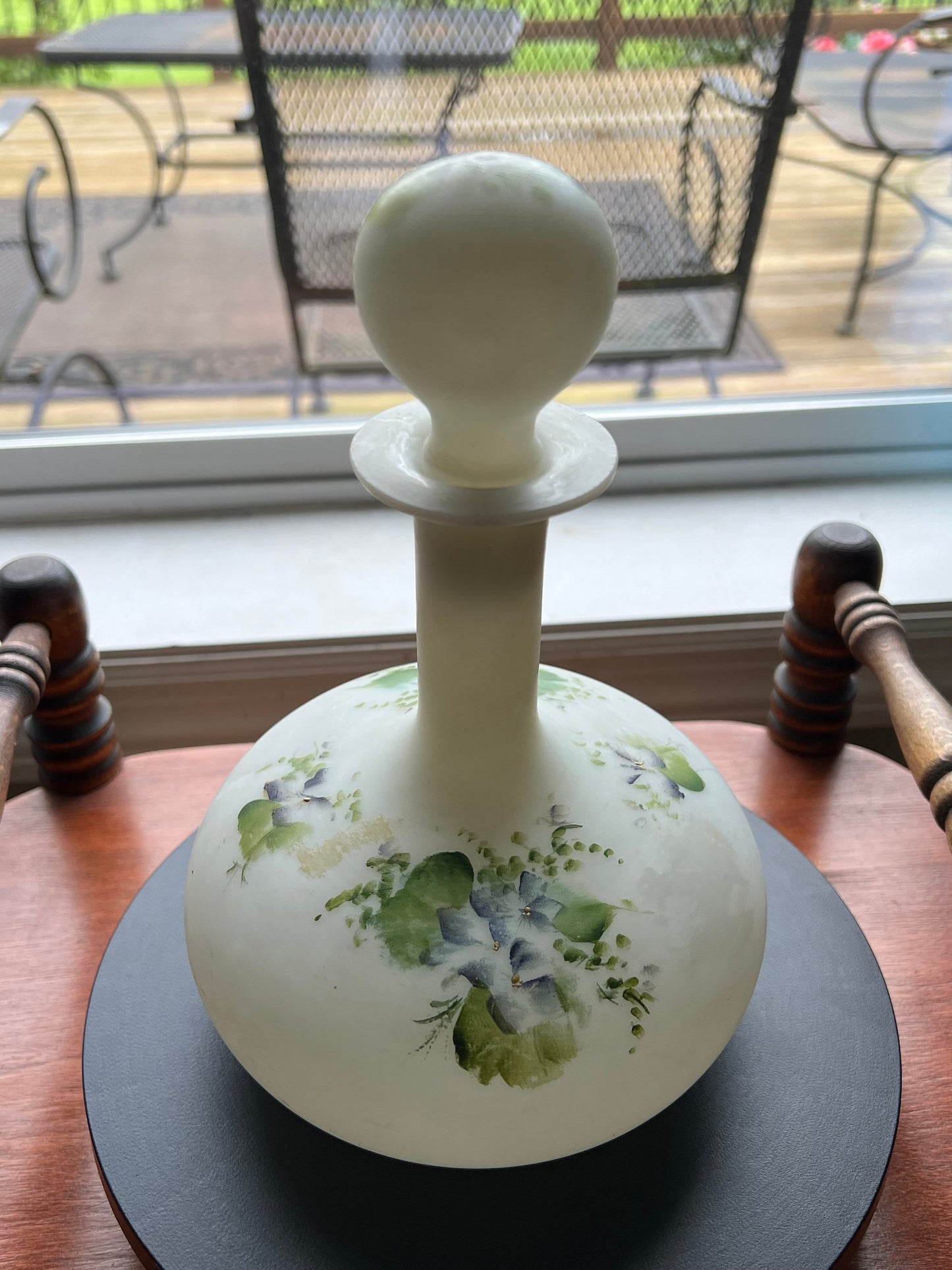 Antique Mount Washington Satin Glass Perfume Bottle: Hand Blown Boudoir Decor