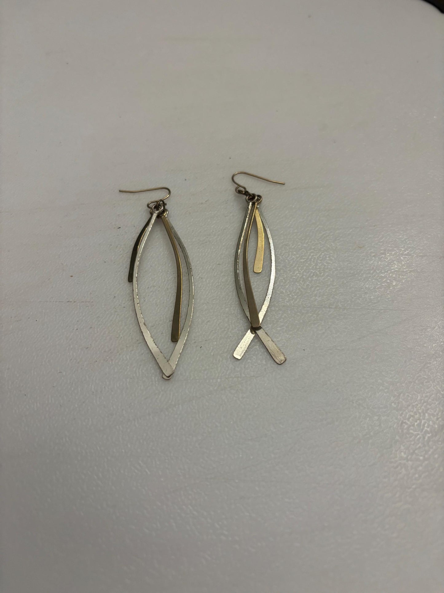 Vintage Peter James Sterling Silver, Long Dangle Brass & Bronze Earrings, Lover Antiques and Vintage