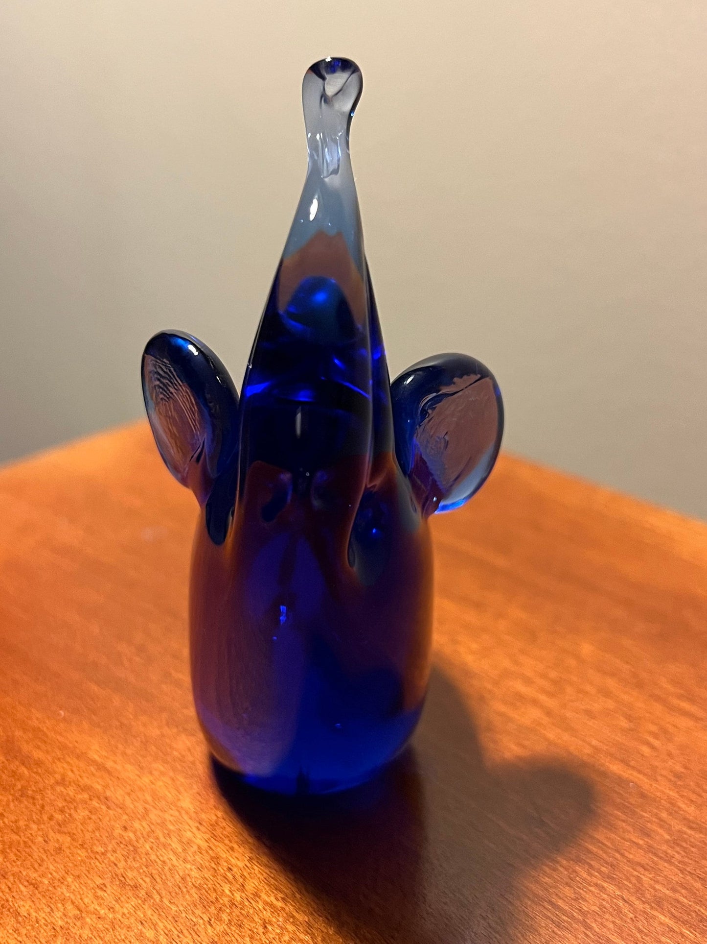 Vintage Cobalt Blue Glass Elephant: Lucky Trunk Up Figurine