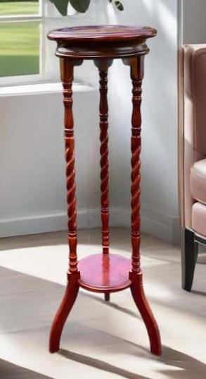 Antique Barley Twist Plant Stand: Tall Accent Table