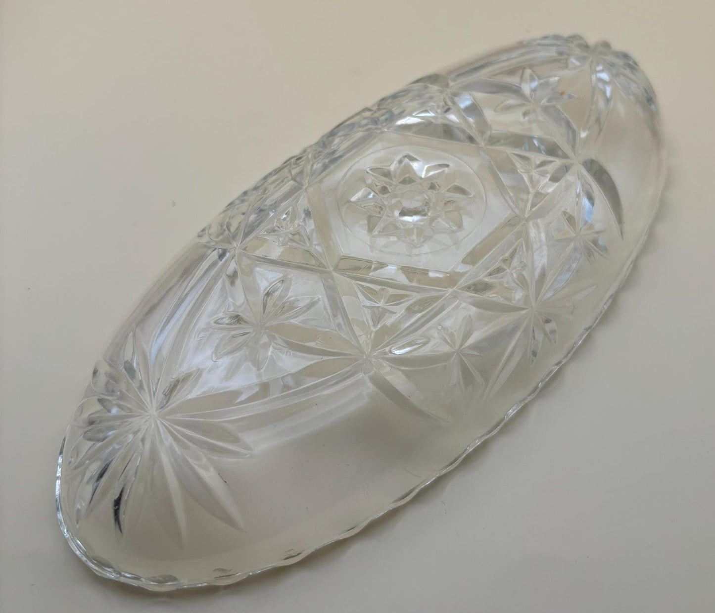 Vintage Crystal Glass Dish or Serving Dish Glass Serving Tray Anchor Hocking Star of David Design Lover Antiques and Vintage