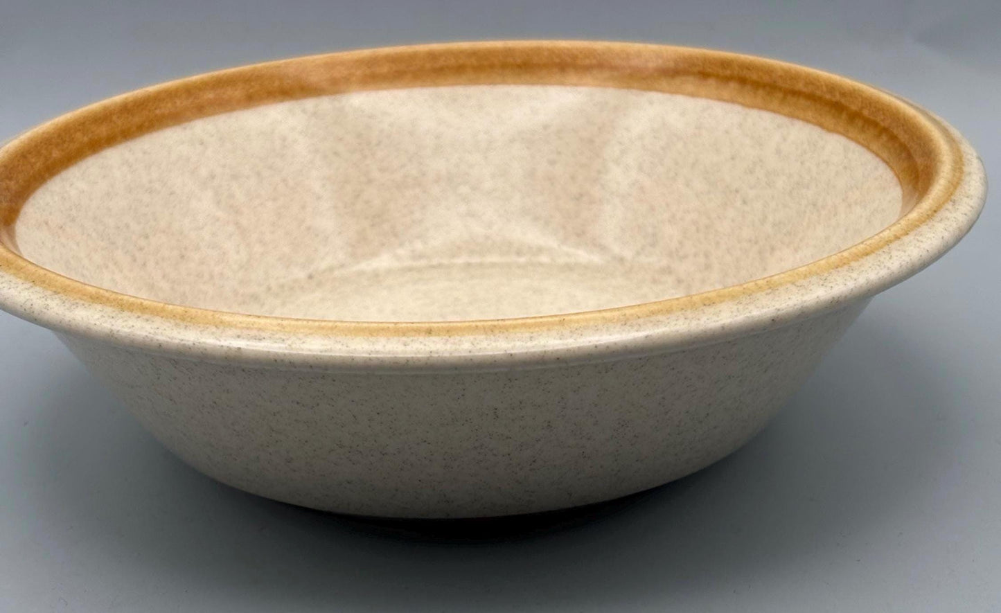 Vintage Mikasa Bowl Salad Soup Bowls Stone Manor Stoneware Tan Speckle With Brown Trim Ceramic Cereal Bowl Lover Antiques and Vintage