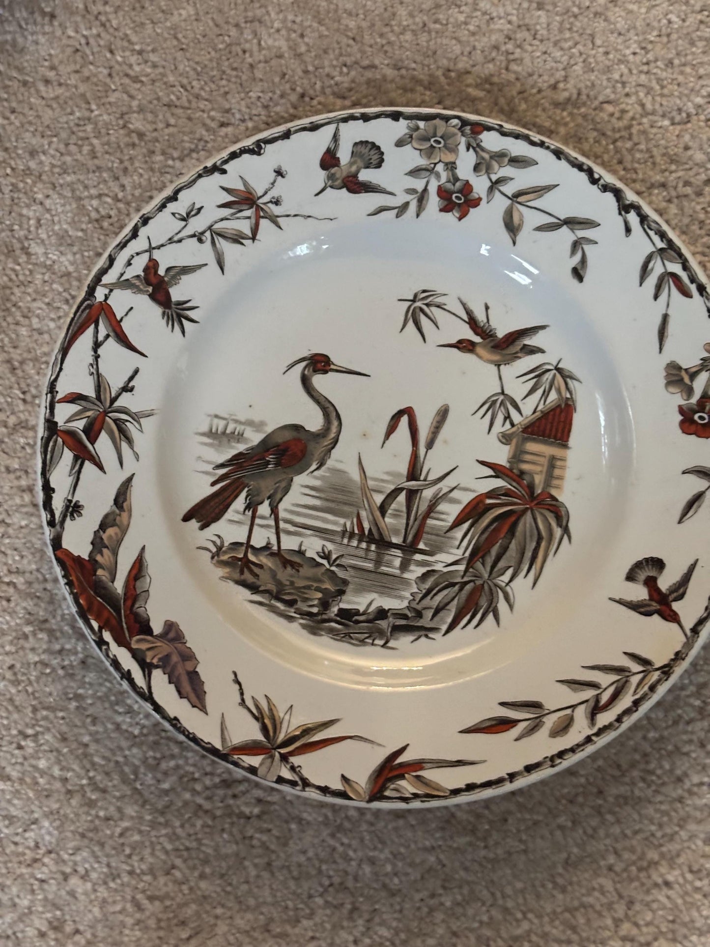 Antique Ridgeway Pottery INDUS Hand Painted Platter Flowers Large Dinner Plate RARE Lover Antiques and Vintage