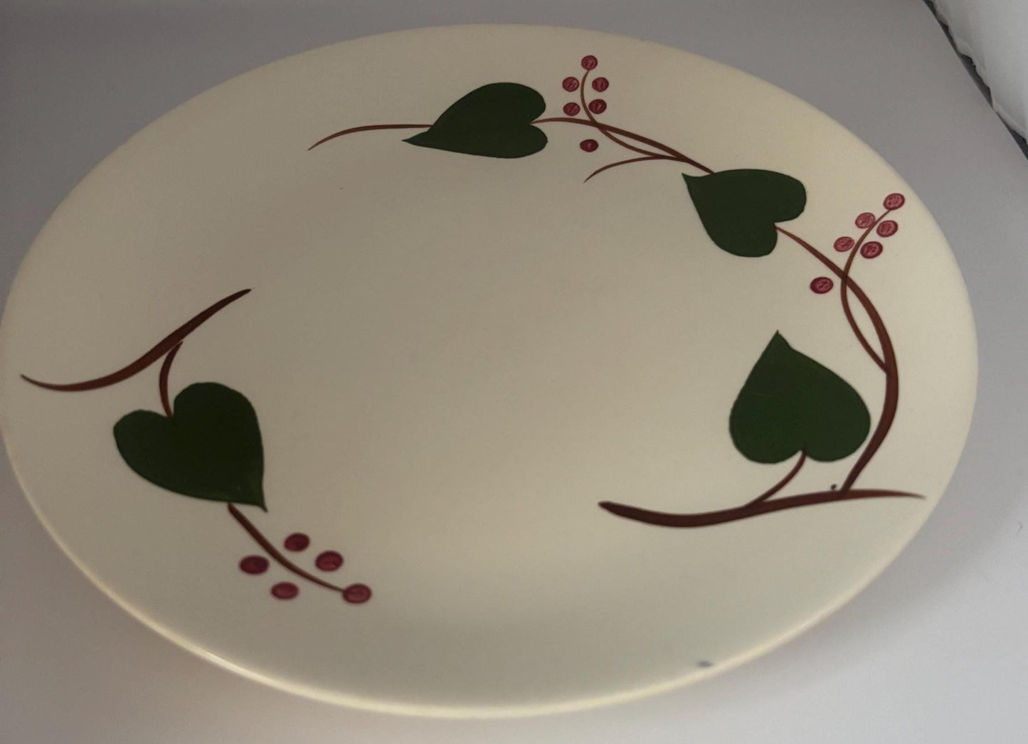 Blue Ridge Stan Home Ivy Dinner Plate, by Southern Potteries, Circa 1930's, Hearts Together Forever Platter, Lover Antiques and Vintage