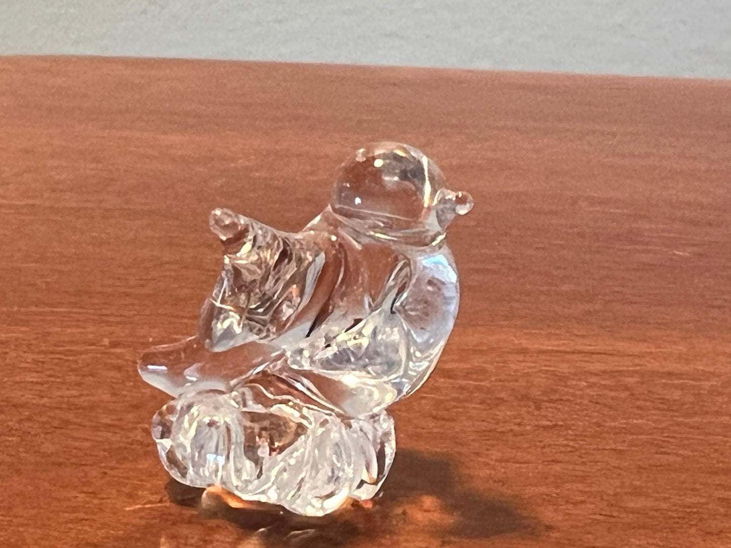 Vintage Art Glass Bird Figurine: Tiny Clear Glass Collectible (3/4")