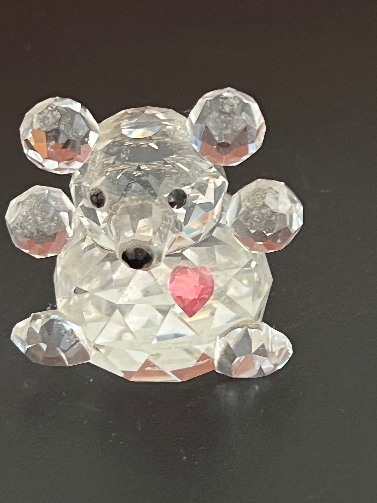 Swarovski Crystal Pink Heart Birthday Bear, Princess Mo Mini Color Crystal Figurine Bear Crystal Figurine, Swarovski Bear Woodland Animals