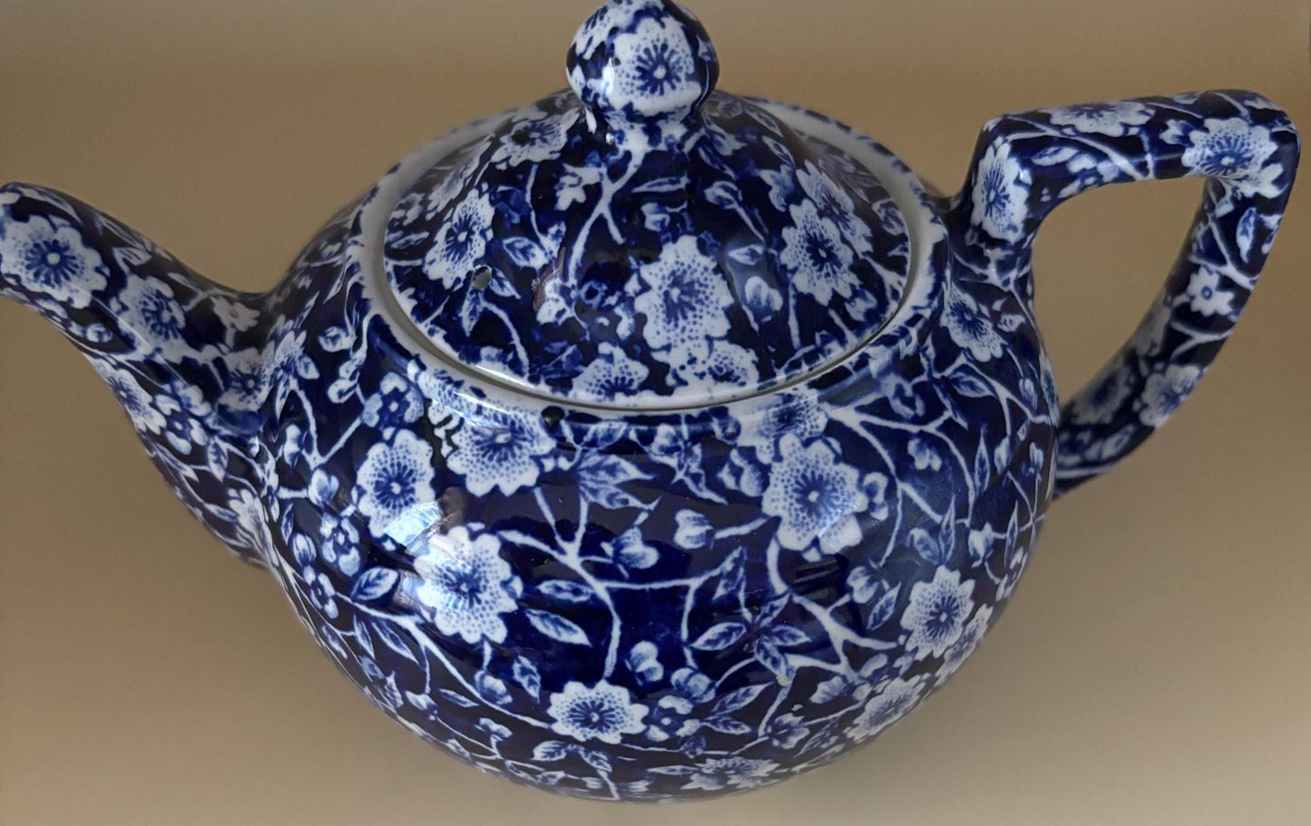 Vintage CALICO Blue Flow Teapot Flower Royal Crownford Ironstone England Blue and White Floral Transferware Lover Antiques and Vintage