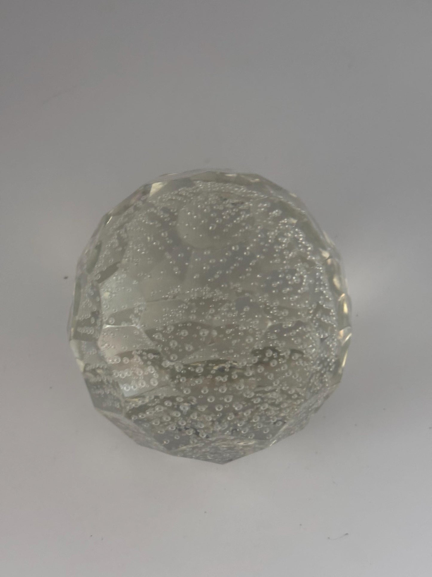 Vintage Murano Crystal Bullicante Glass Paperweight with Controlled Bubbles 3 Inch Diameter Art Deco