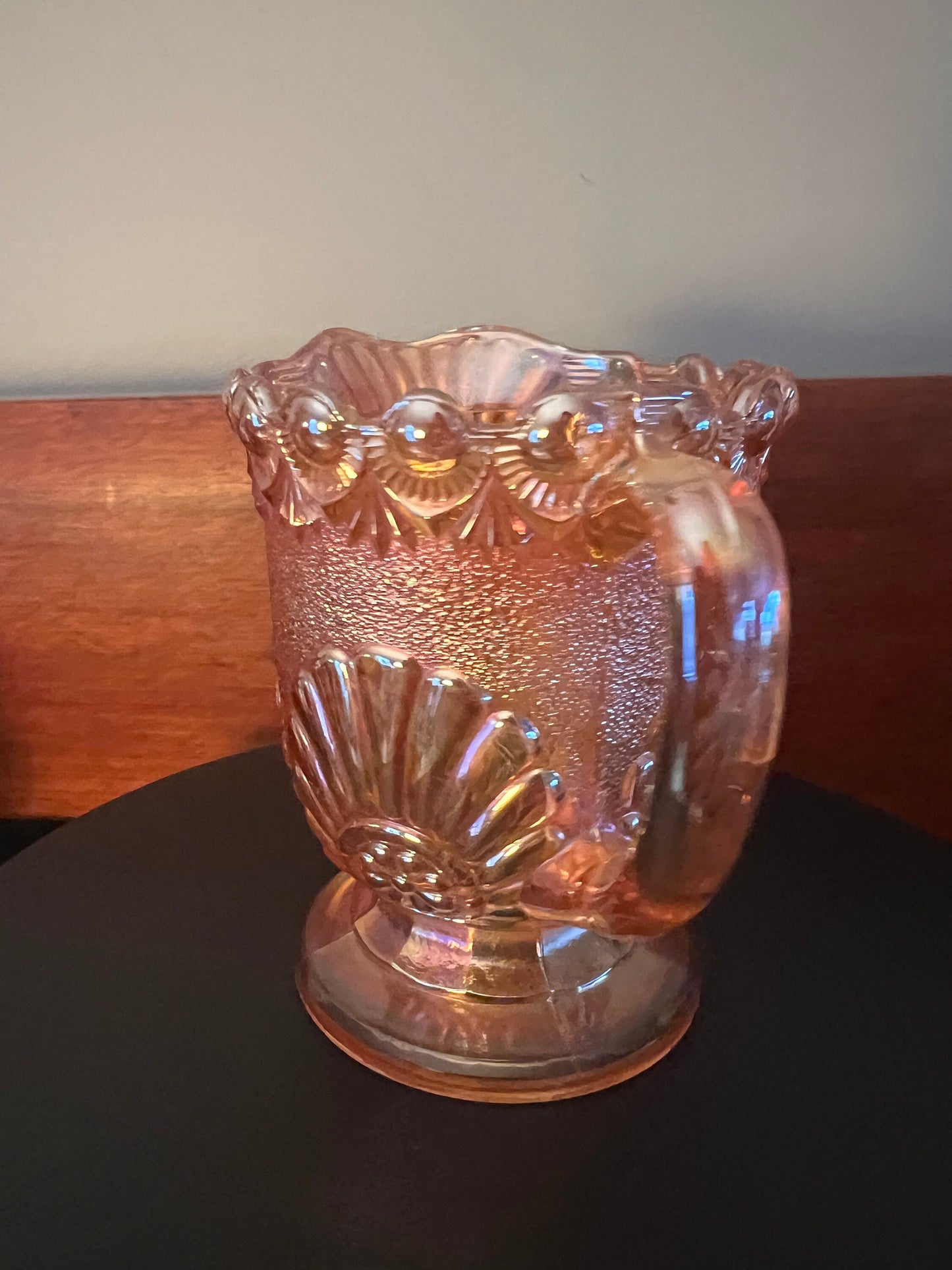 Vintage Westmoreland Marigold Iridescent Carnival Glass Creamer: Shell & Jewel Floral
