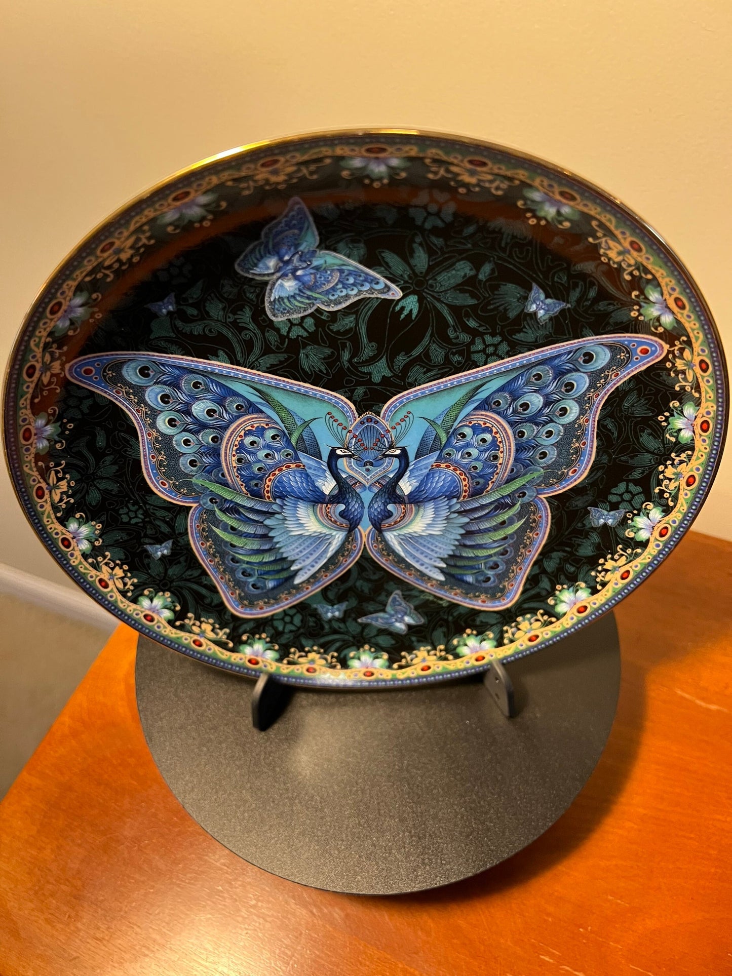 Vintage Sapphire Splendor Enchanted Wings limited edition by Oleg Gavrilov Bradford Exchange Plate #1357 A Plate Wall Hanging Lover Antiques
