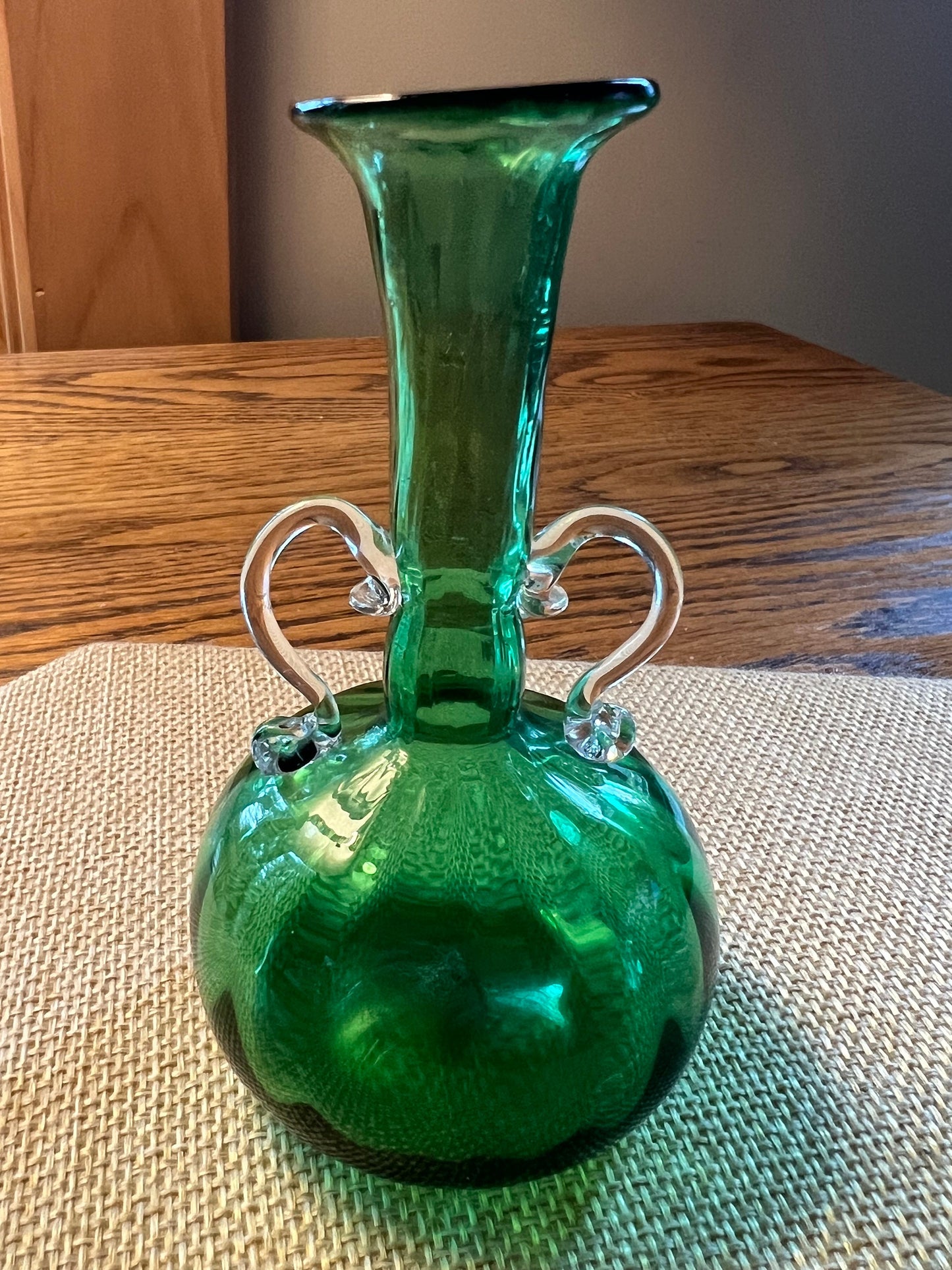 Vintage Emerald Green Mini Pitcher Vase with Elegant Arms Lover Antiques and Vintage