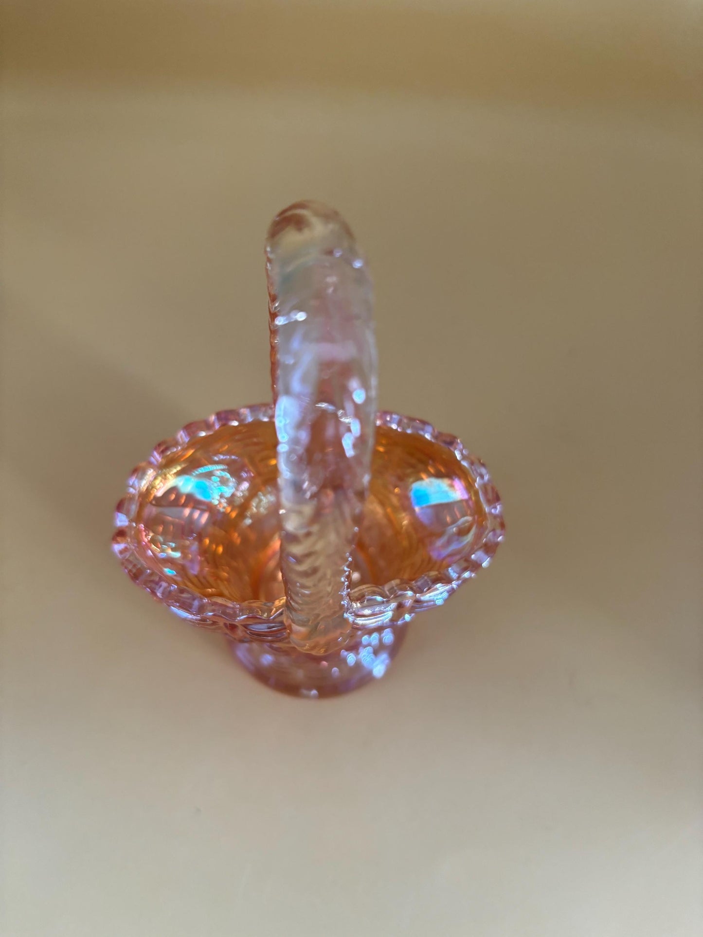 Vintage Dugan Amber Carnival Glass Basket with Handle Basket Weave Lover Antiques and Vintage