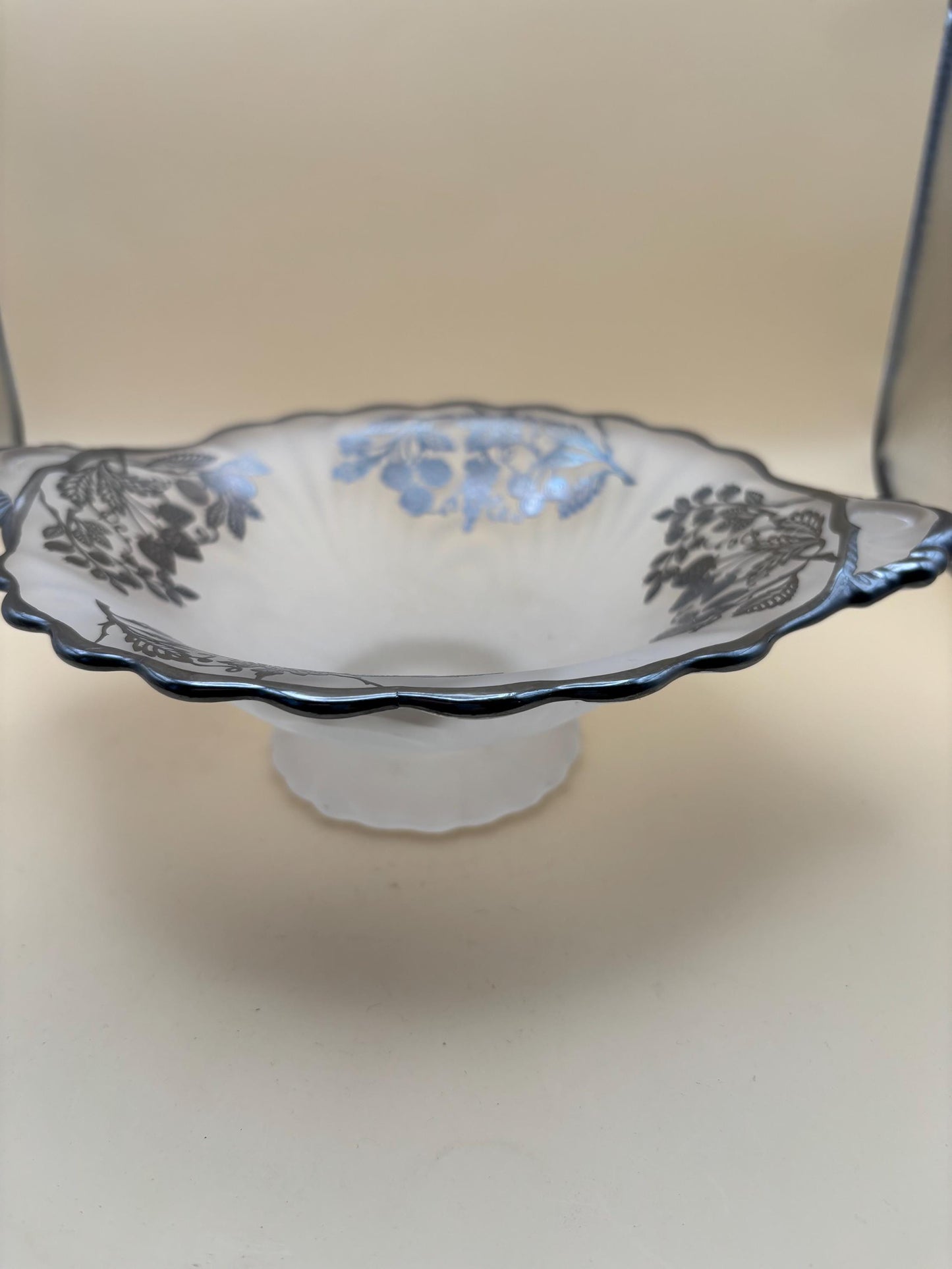 Vintage Silver on Crystal Large Serving Plate Platter Three Footed By Silver City Lover Antiques and Vintage
