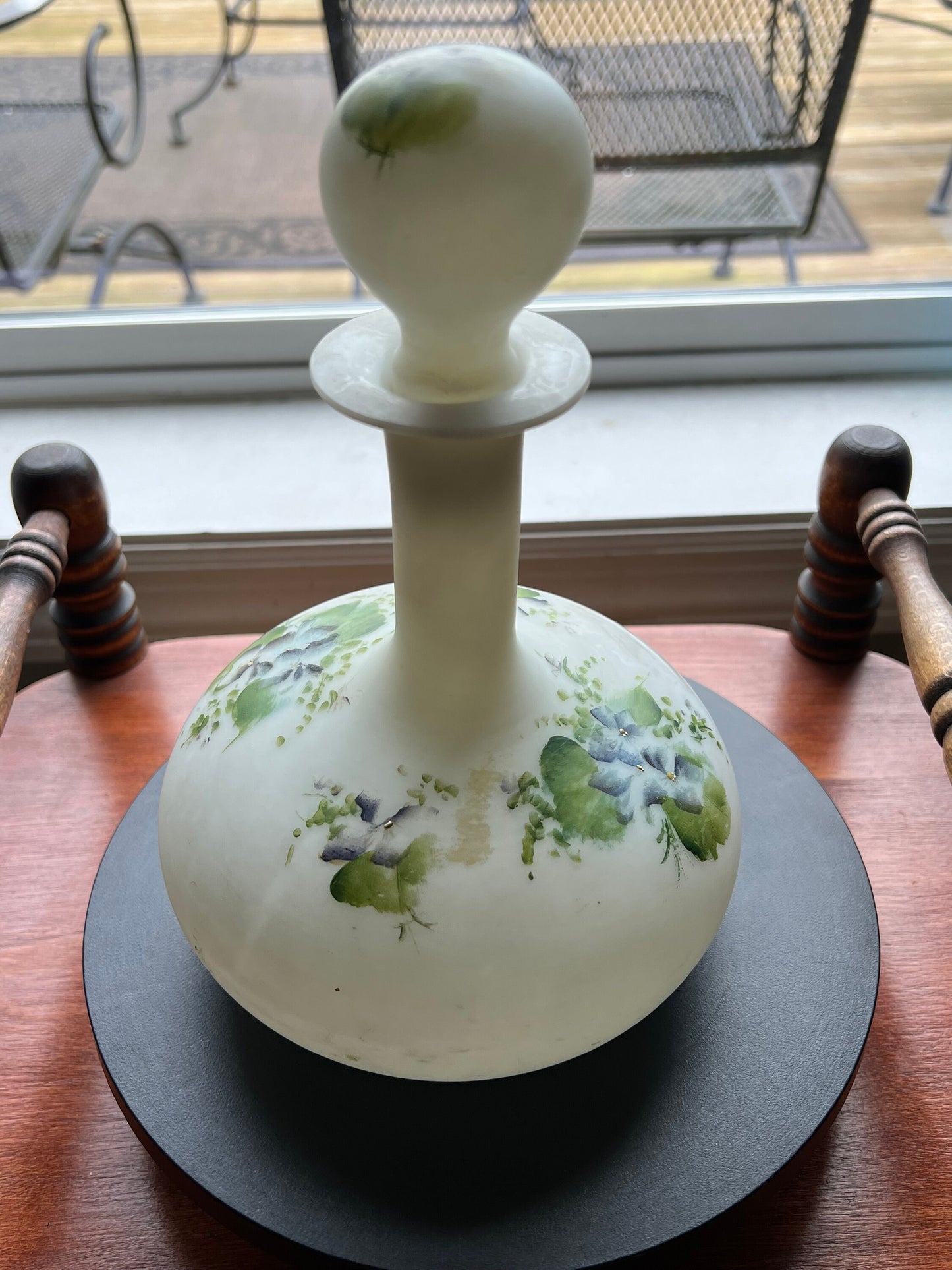 Antique Mount Washington Satin Glass Perfume Bottle: Hand Blown Boudoir Decor