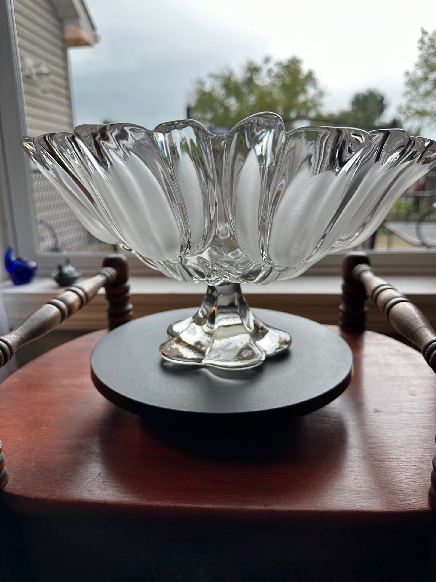 Vintage Mikasa Etched Petals of Flowers Frosted Glass Vase Art Glass Lover Antiques and Vintage