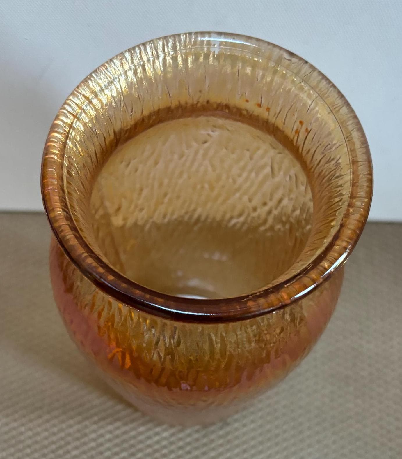 Vintage Jeannette Marigold Carnival Glass Vase Orange Carnival Glass Lover Antiques and Vintage
