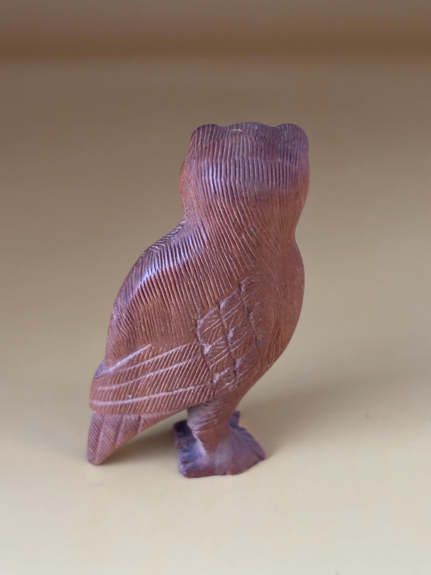 Hand Carved Owl Figurine, Indian Rosewood From India, Sheesham Wood Art