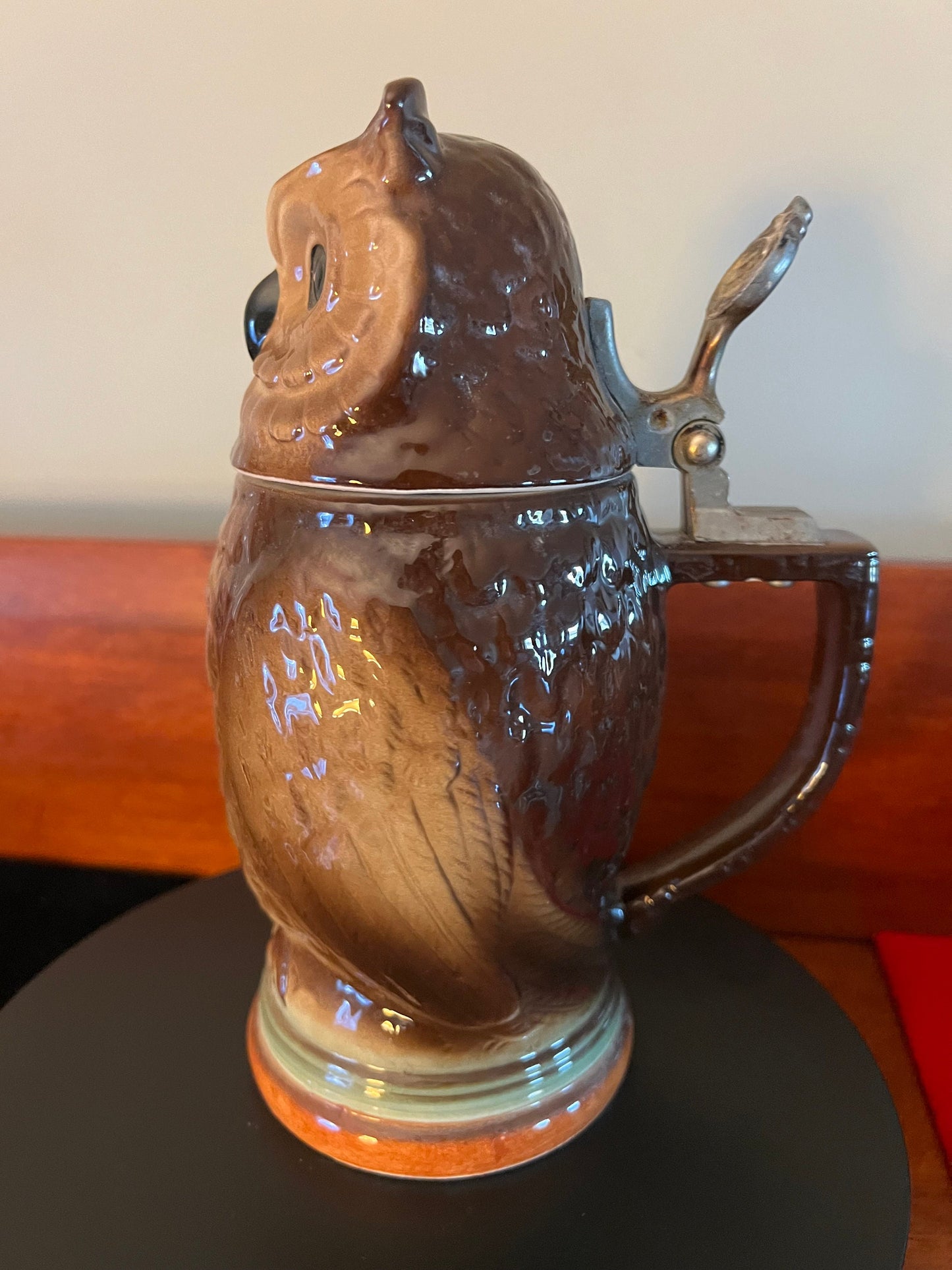 Vintage Porcelain Owl Beer Stein, Tall Owl Stein, Owl Figurine, Lover Antiques and Vintage